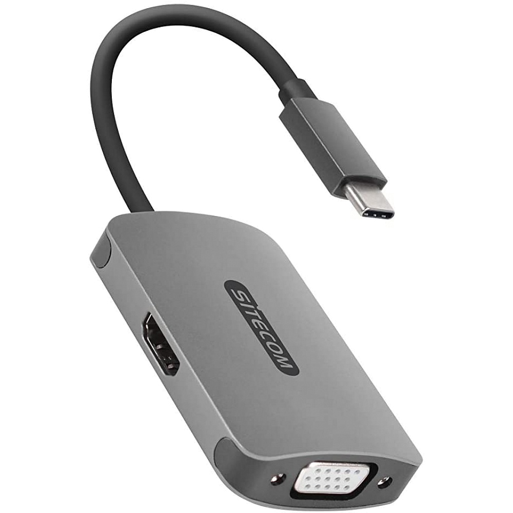 Sitecom - USB-C to VGA+HDMI Combo Adapter / Space Gray