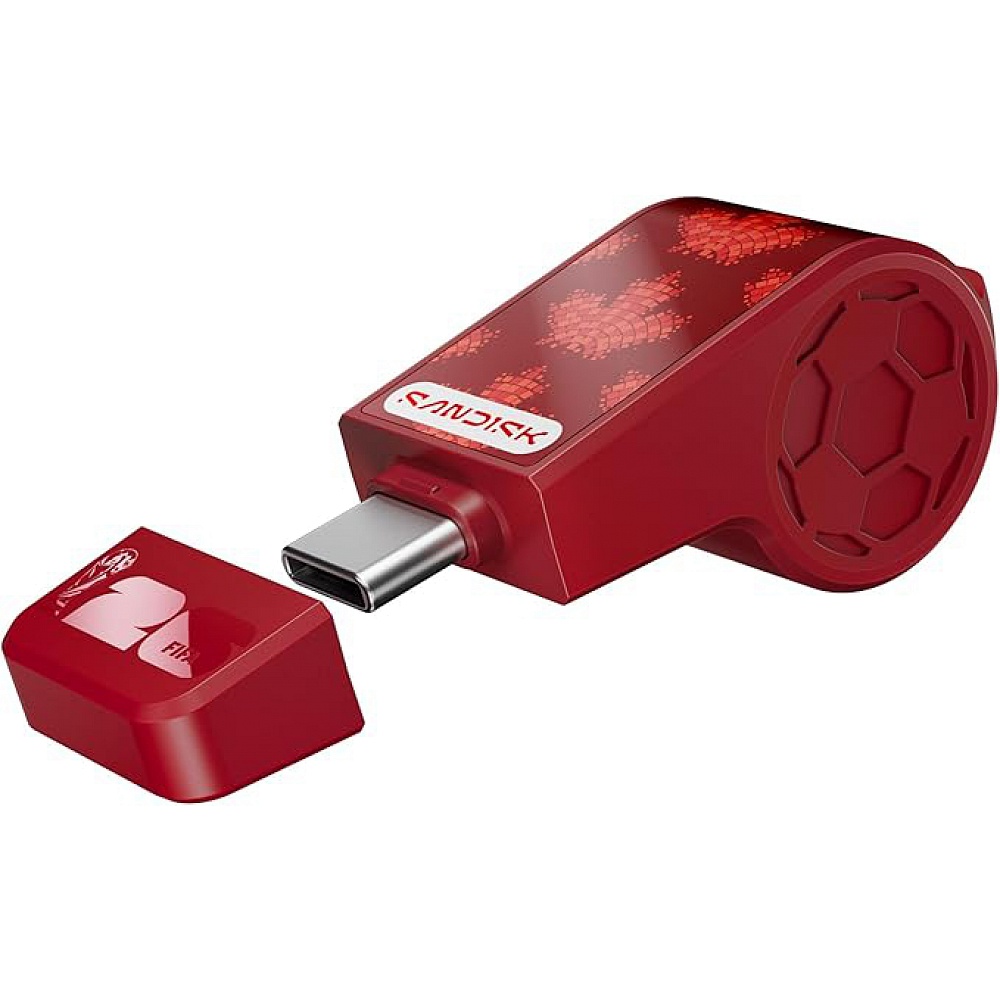 כונן פלאש USB-C בנפח ‎128GB במהדורת FIFA World Cup 2026, עם מהירות קריאה של עד ‎300MB/s להעברת קבצים מהירה ותאימות למכשירי Android, macOS ו-Windows.