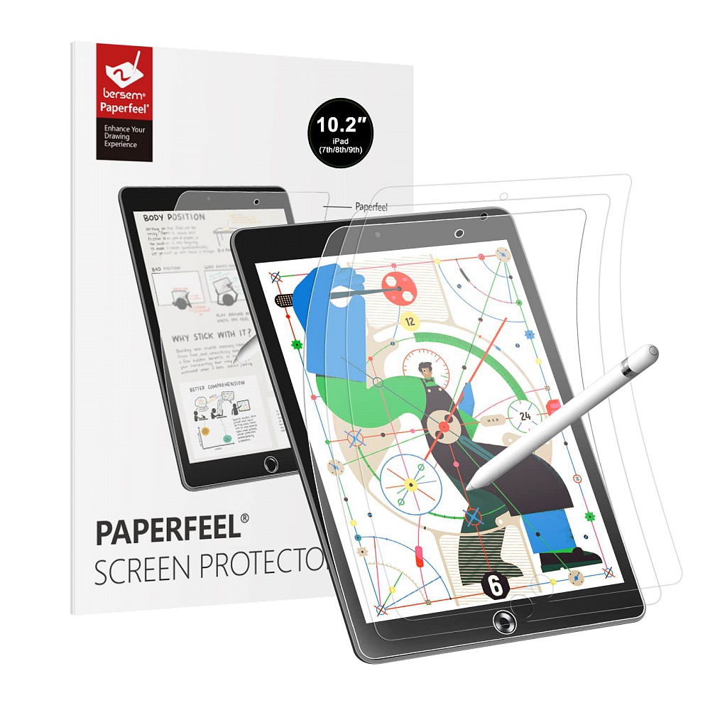 Bersem 3 Pack Paperfeel Screen Protector for iPad 10.2 2021 2020 2019 Clear Matte 