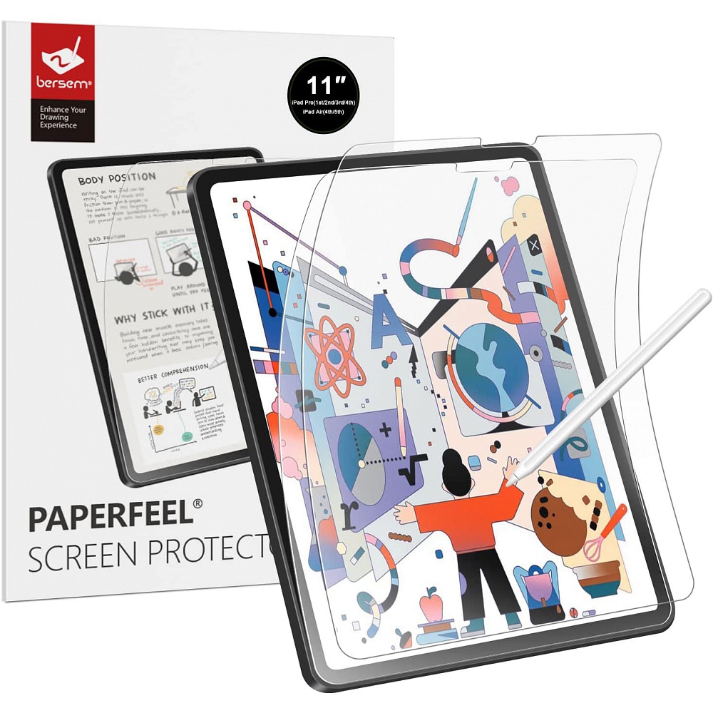 Bersem - (2 Pack) Paperfeel Screen Protector for iPad Air 10.9 & iPad Pro 11 (2020) / Clear/Matte