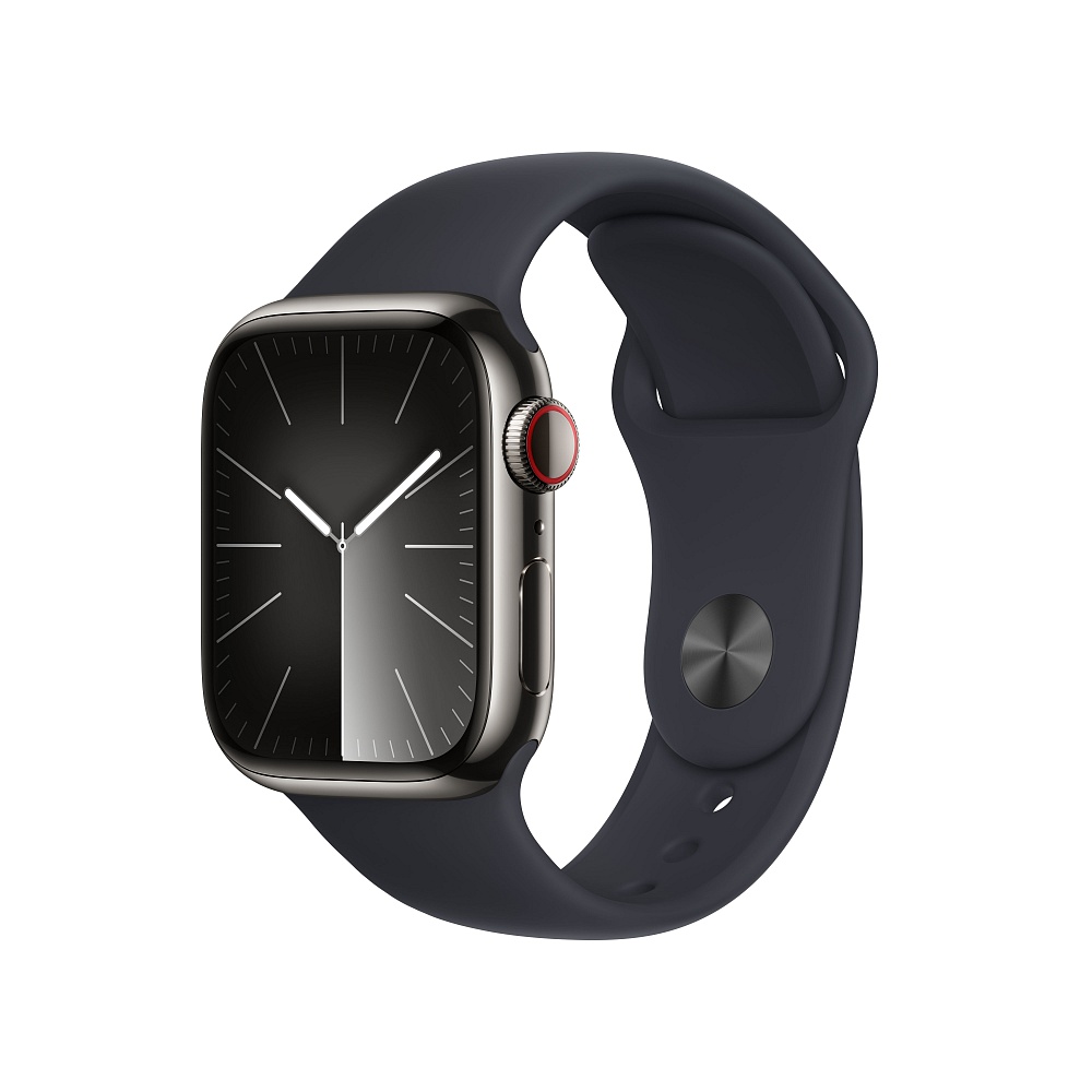Apple Watch Series 9 GPS Cellular 41mm Graphite Stainless Steel Case Midnight Sport Band