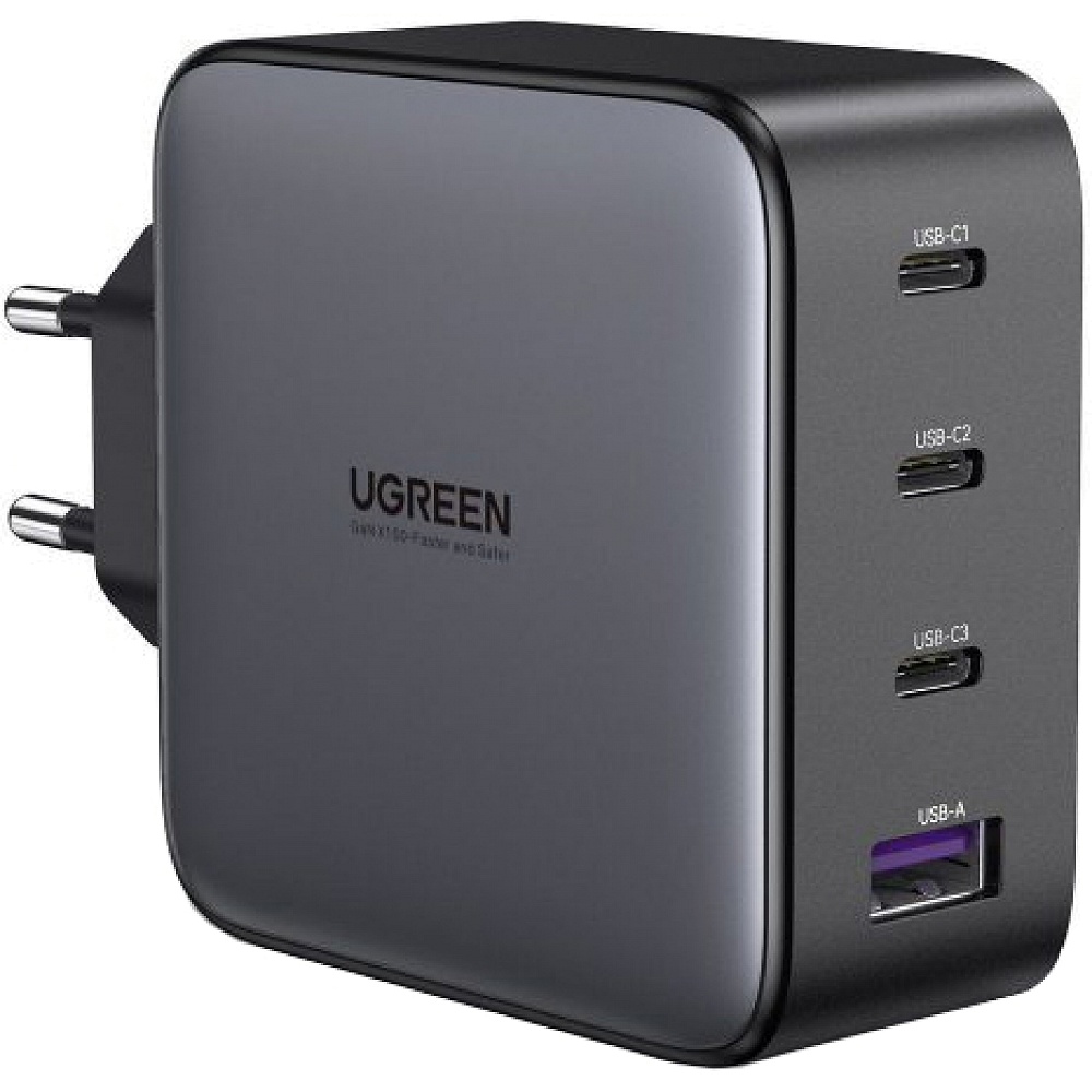 UGREEN - PD 100W EU GaN Fast Charger 3 Port USB-C + USB-A / Black