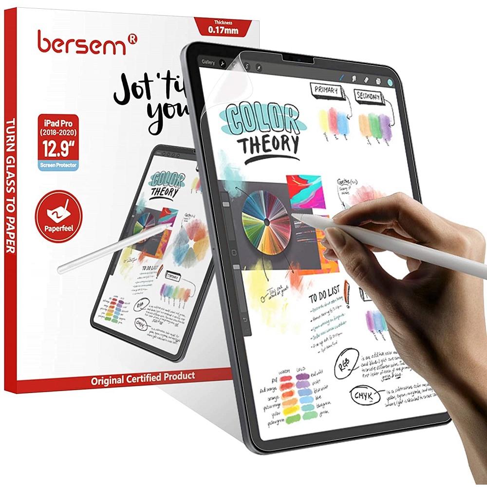 Bersem - (2 Pack) Paperfeel Screen Protector for iPad Pro 12.9 / Clear/Matte