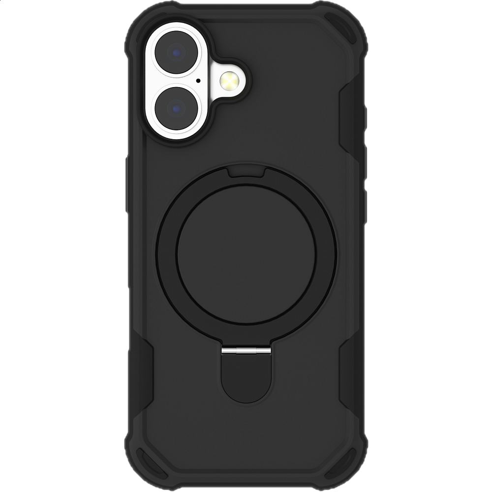 כיסוי PureGear GripTek Kik עבור iPhone 17 עם הגנה עמידה, תאימות MagSafe, רגלית מובנית ואחיזה נוחה בעיצוב שחור.