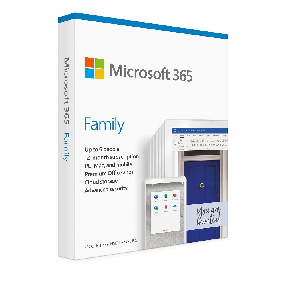 Microsoft - Microsoft 365 Family Hebrew Subscription / 1 Year Medialess