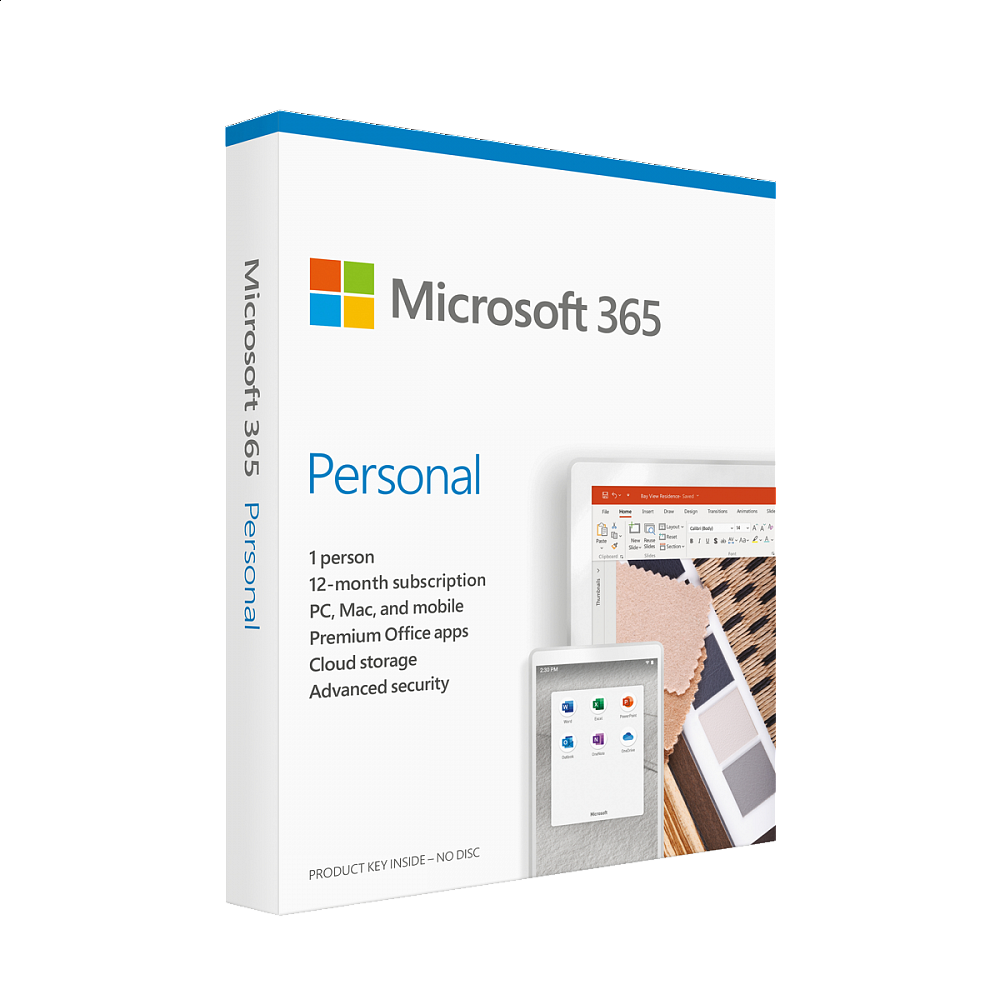 Microsoft - Microsoft 365 Personal Hebrew Subscription / 1 Year Medialess