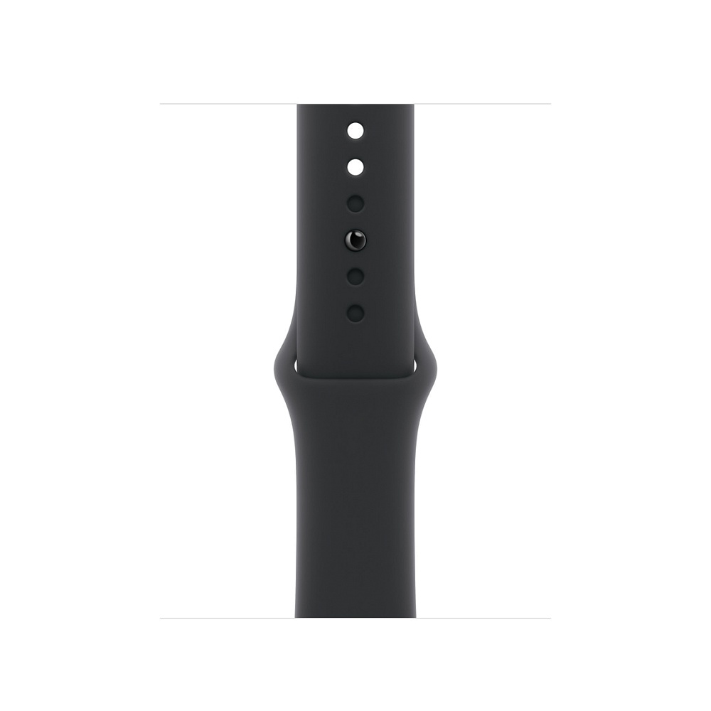 רצועת Apple Watch Sport Band בצבע שחור, עשויה מפלואורואלסטומר איכותי במיוחד, המשלבת עמידות גבוהה עם מגע רך ונוח על היד. מתאימה לשימוש יומיומי, עם סגירת Pin-and-Tuck חדשנית המבטיחה התאמה נקייה ומסודרת. 