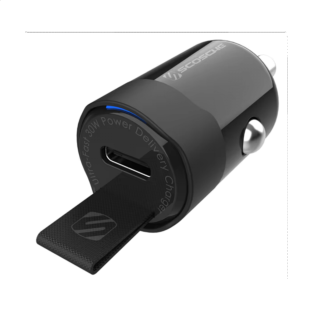 Scosche - PowerVolt 30W Car Charger with Braided USB-C Cable / Black