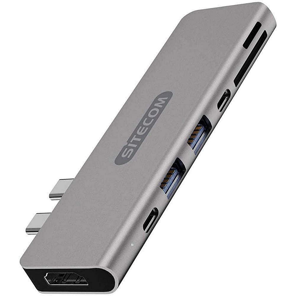 Sitecom - Dual USB-C Multiport Adapter (with USB-C Power Delivery 100W) / Aluminum