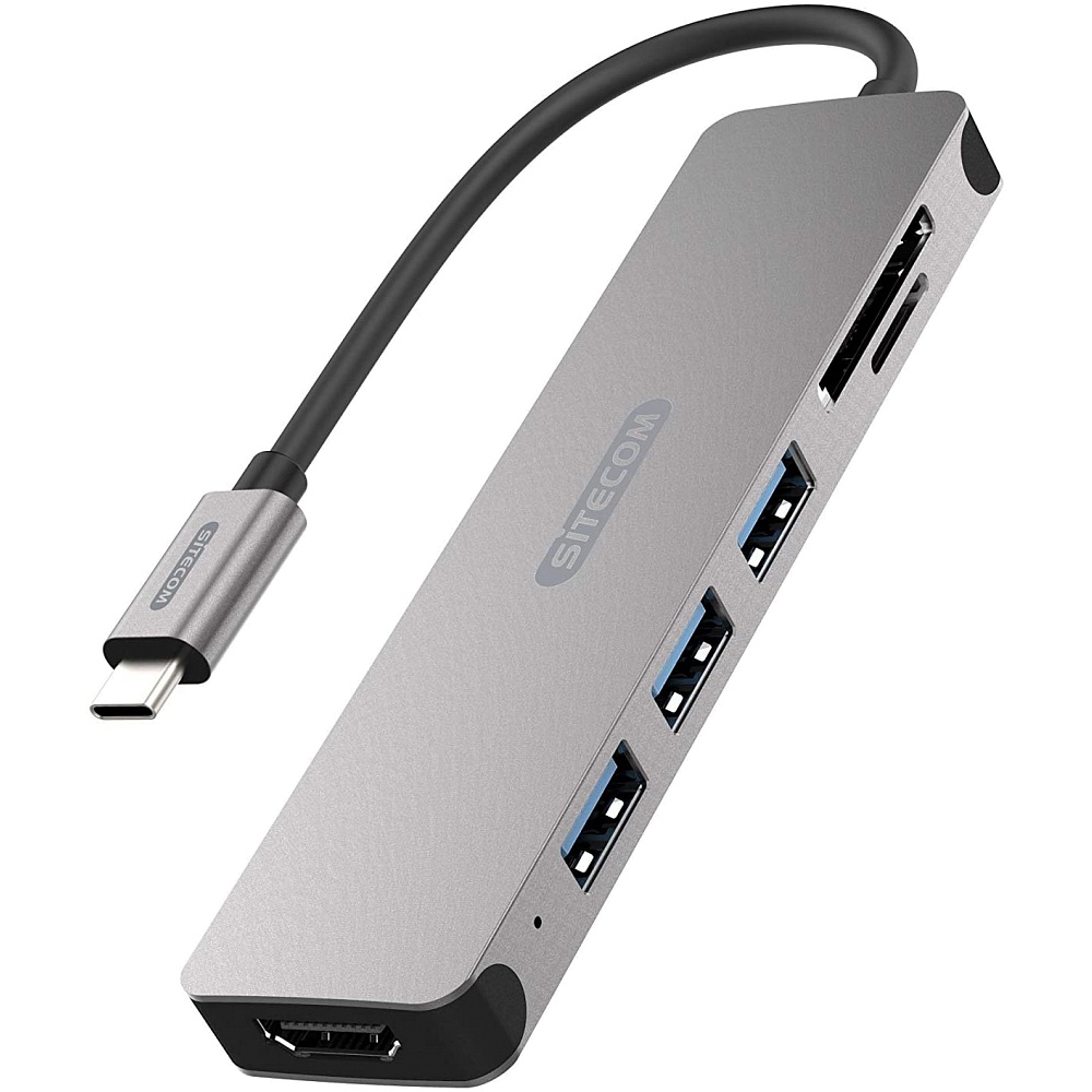 Sitecom - USB-C to HDMI Adapter with Hub & Card Reader / Aluminum