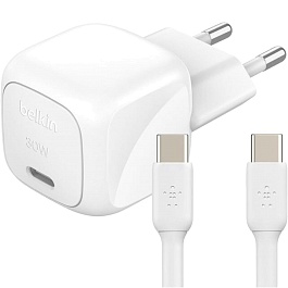 Belkin - 30W Boost Charge Power Adapter with USB-C Cable (1m) / White