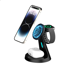 miracase - 3-in-1 Charger with MagSafe for iPhone Apple Watch and AirPods (MQMW600) / Black