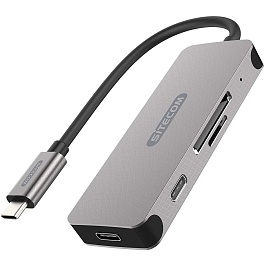 Sitecom - USB-C Card Reader + 2x USB-C / Aluminum