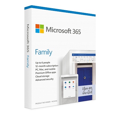 Microsoft - Microsoft 365 Family Hebrew Subscription / 1 Year Medialess ללא צבע
