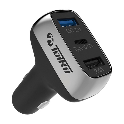 Toiko - Car Quick Charger 3 Ports Black