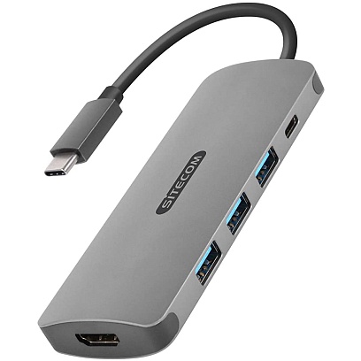 Sitecom - USB-C to HDMI Adapter + 2x USB-A with USB-C Power Delivery / Space Gray Space Gray