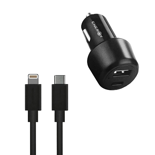 Energy - Dual 32W Car Charger with 0.8m Lightning Cable / Black