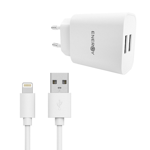 Energy - Dual 12W Wall Charger with 1.5m Lightning Cable / White