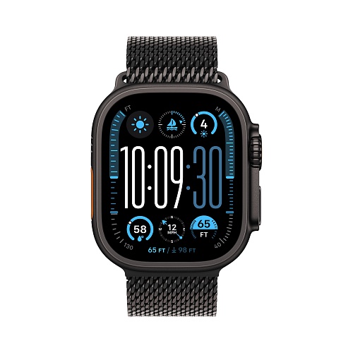 Apple - Apple Watch Ultra 2 GPS + Cellular 49mm / Black Titanium Case with Black Titanium Milanese Loop (S)