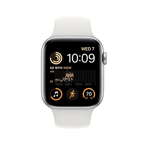 Apple - Apple Watch SE GPS + Cellular 44mm / Silver Aluminium Case / White Sport Band