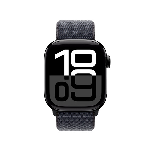Apple - Apple Watch Series 10 GPS + Cellular 42mm / Jet Black Aluminium Case with Ink Sport Loop