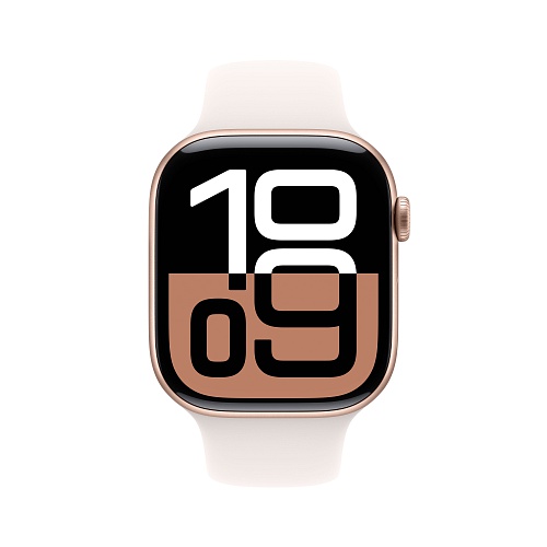 Apple - Apple Watch Series 10 GPS 46mm / Rose Gold Aluminium Case with Light Blush Sport Band (S/M)