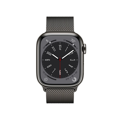 Apple - Apple Watch Series 8 GPS + Cellular 41mm / Graphite Stainless Steel Case / Graphite Milanese Loop