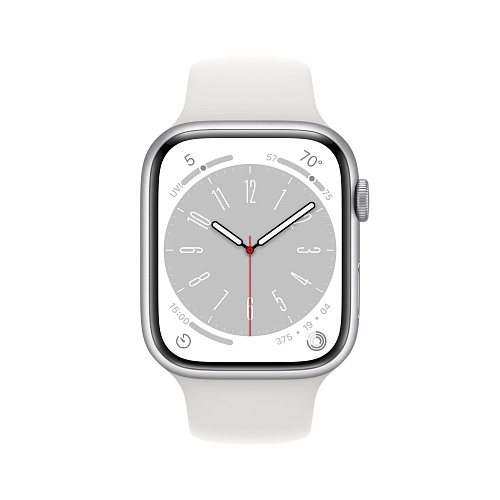 Apple - Apple Watch Series 8 GPS + Cellular 45mm / Silver Aluminium Case / White Sport Band