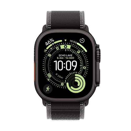 Apple - Apple Watch Ultra 3 GPS + Cellular 49mm / Black Titanium Case with Black/Charcoal Trail Loop (M/L)