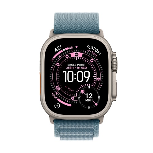 Apple - Apple Watch Ultra 3 GPS + Cellular 49mm / Natural Titanium Case with Light Blue Alpine Loop (S)