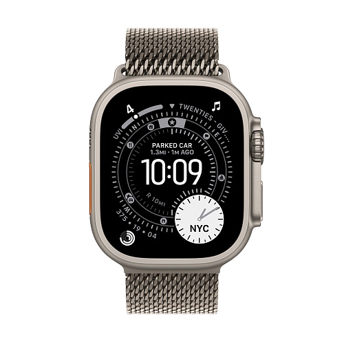 Apple - Apple Watch Ultra 3 GPS + Cellular 49mm / Natural Titanium Case with Natural Titanium Milanese Loop (L)