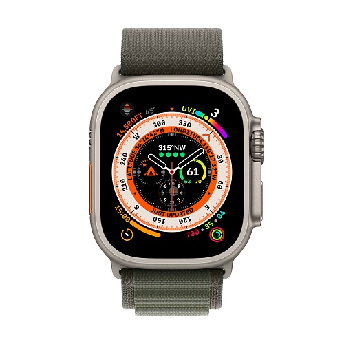 Apple - Apple Watch Ultra GPS + Cellular 49mm / Titanium Case / Green Alpine Loop / Small
