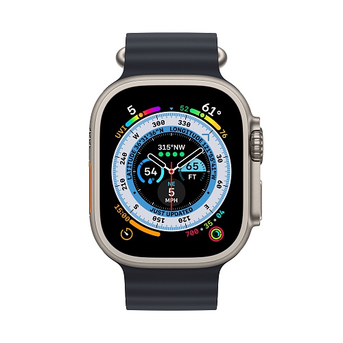 Apple - Apple Watch Ultra GPS + Cellular 49mm / Titanium Case / Midnight Ocean Band