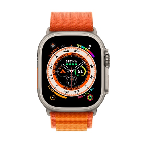 Apple - Apple Watch Ultra GPS + Cellular 49mm / Titanium Case / Orange Alpine Loop / Small