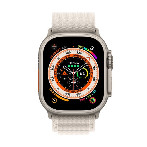 Apple - Apple Watch Ultra GPS + Cellular 49mm / Titanium Case / Starlight Alpine Loop / Small