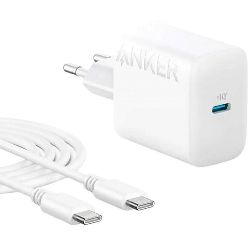 Anker - 20W Power Adapter with USB-C Cable (1m) / White