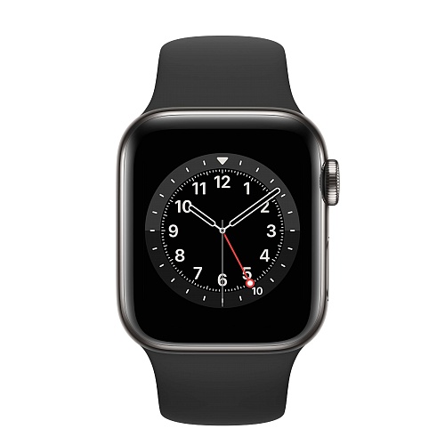Apple - Apple Watch Series 6 GPS + Cellular 40mm / Graphite Stainless Steel Case with Black Sport Band