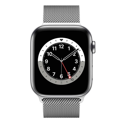 Apple - Apple Watch Series 6 GPS + Cellular 44mm / Silver Stainless Steel Case with Silver Milanese Loop