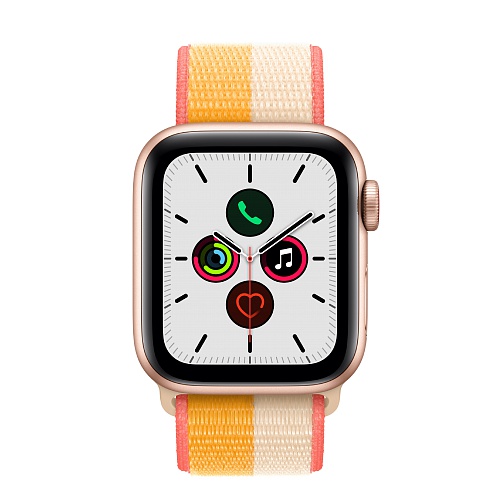 Apple - Apple Watch SE GPS + Cellular 40mm Gold Aluminium Case with Maize/White Sport Loop