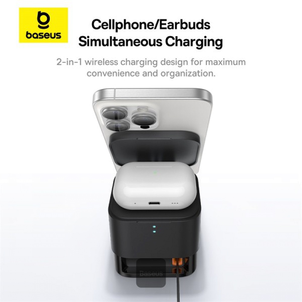 Baseus - 25W MagPro 2-in-1 Magnetic Wireless Charger / Silver 
