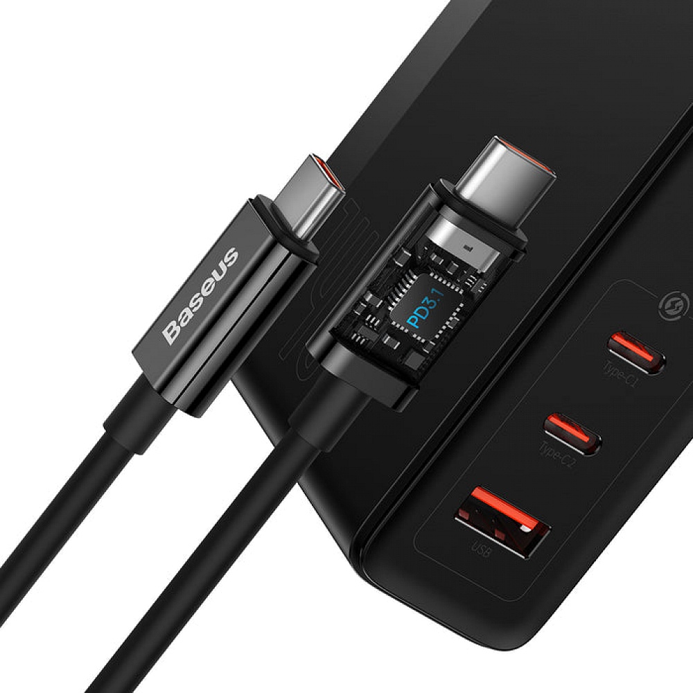 Baseus - GaN5 Pro 140W Power Adapter with USB-C Cable / Black 