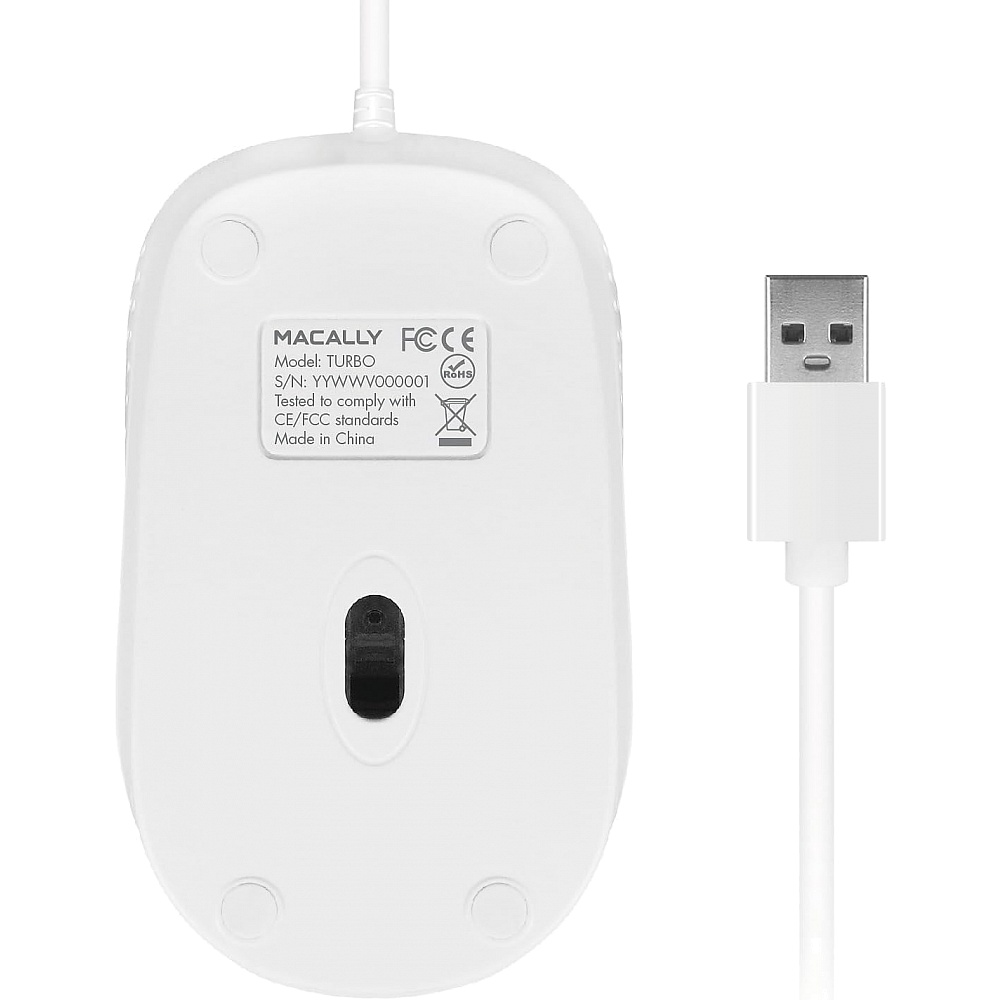 MACALLY - USB-A Wired Mouse / White 