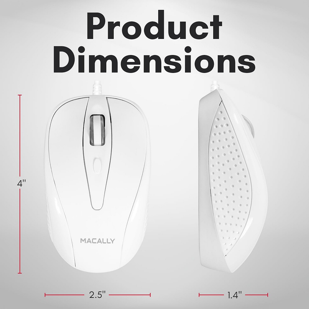 MACALLY - USB-A Wired Mouse / White 