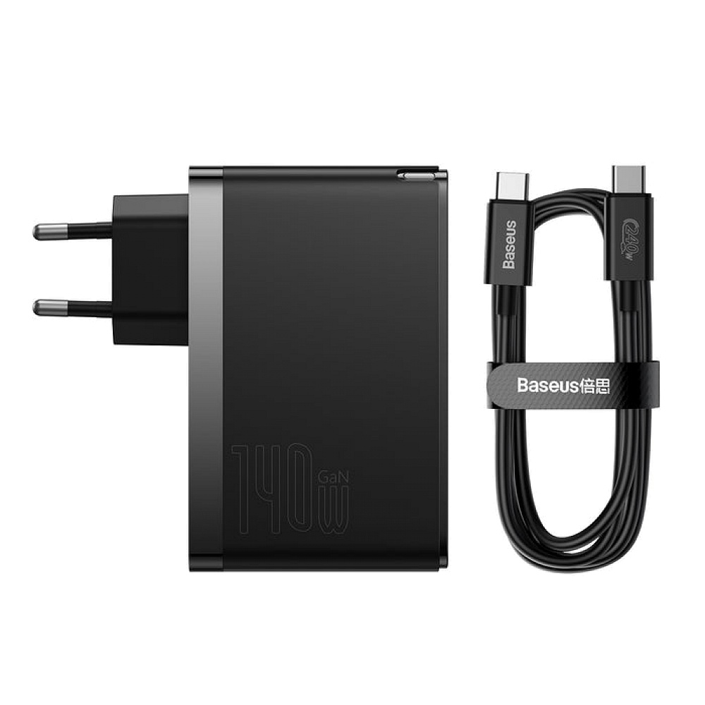 Baseus - GaN5 Pro 140W Power Adapter with USB-C Cable / Black 