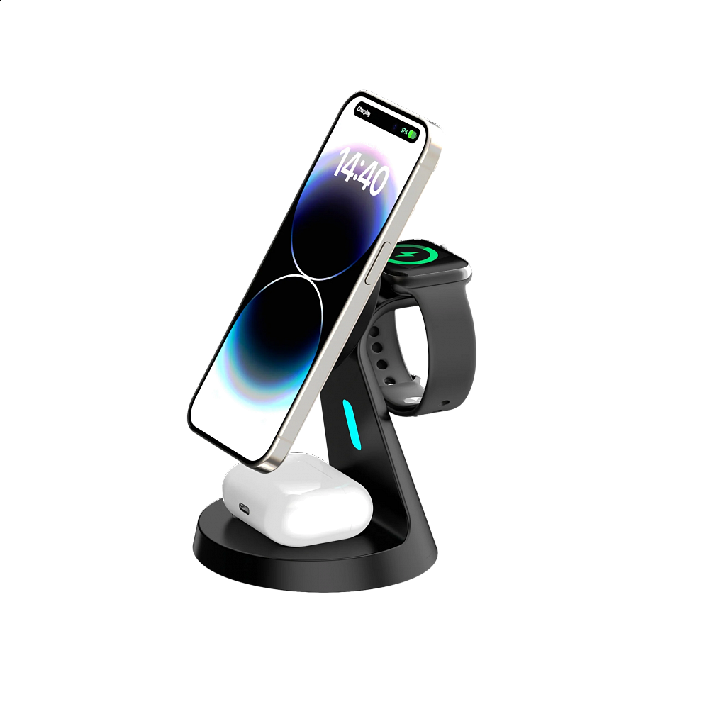 miracase - 3-in-1 Charger with MagSafe for iPhone Apple Watch and AirPods (MQMW600) / Black