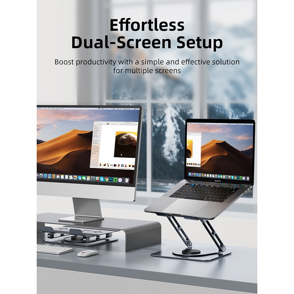 Cable Time - X 360 Rotatable Laptop Stand / Silver 