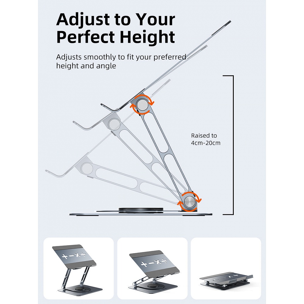 Cable Time - X 360 Rotatable Laptop Stand / Silver 