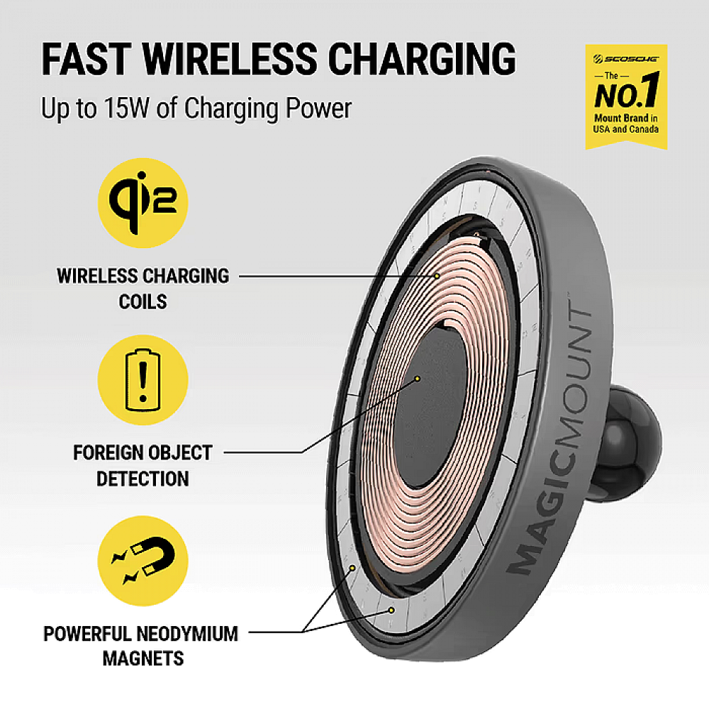 Scosche - MagicMount Pro MagSafe Compatible Wireless Charging Dash/Vent Mount / Black