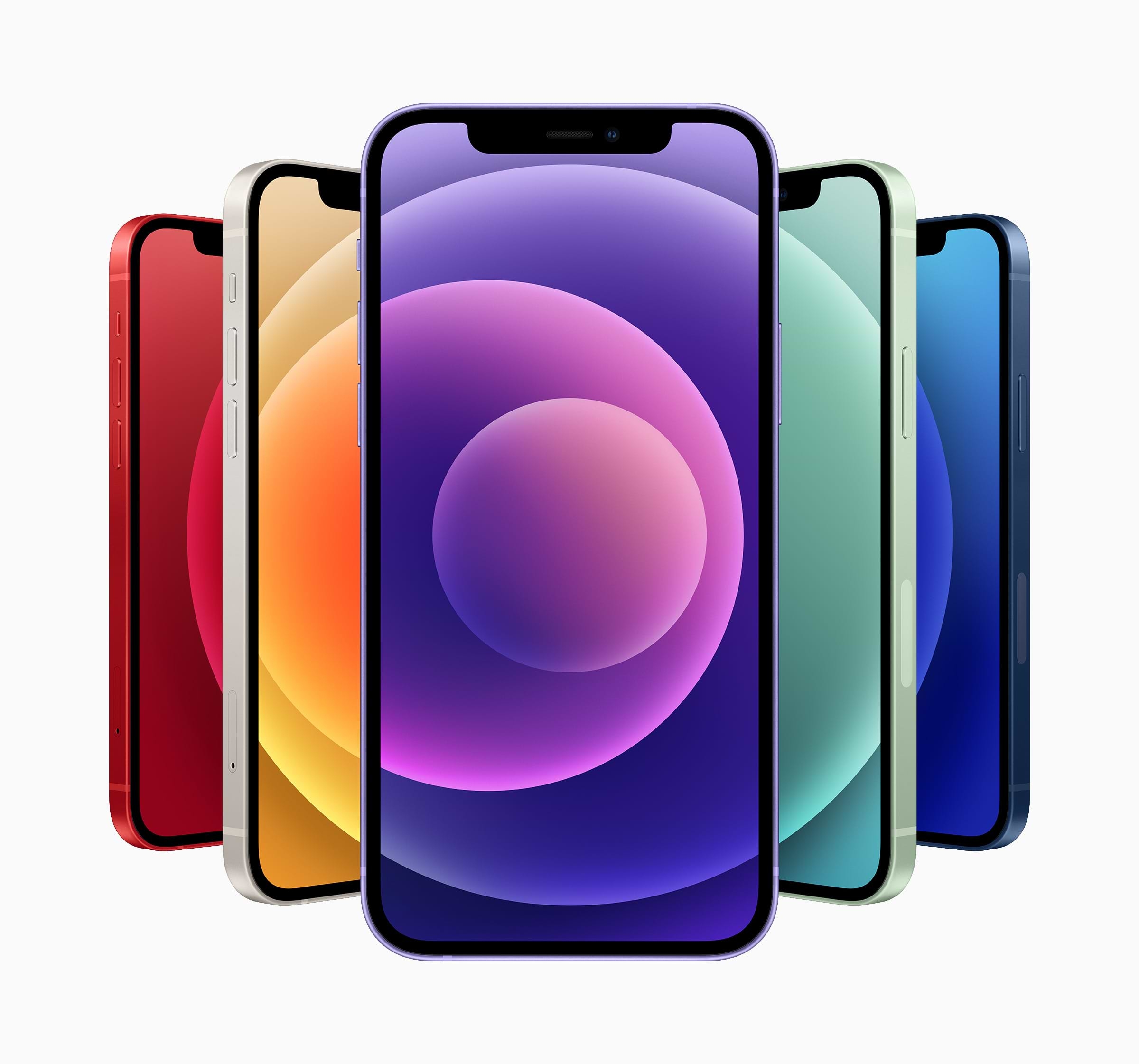 דגמי האייפון 12 וה-12 מיני עם הצבע הסגול מלפנים