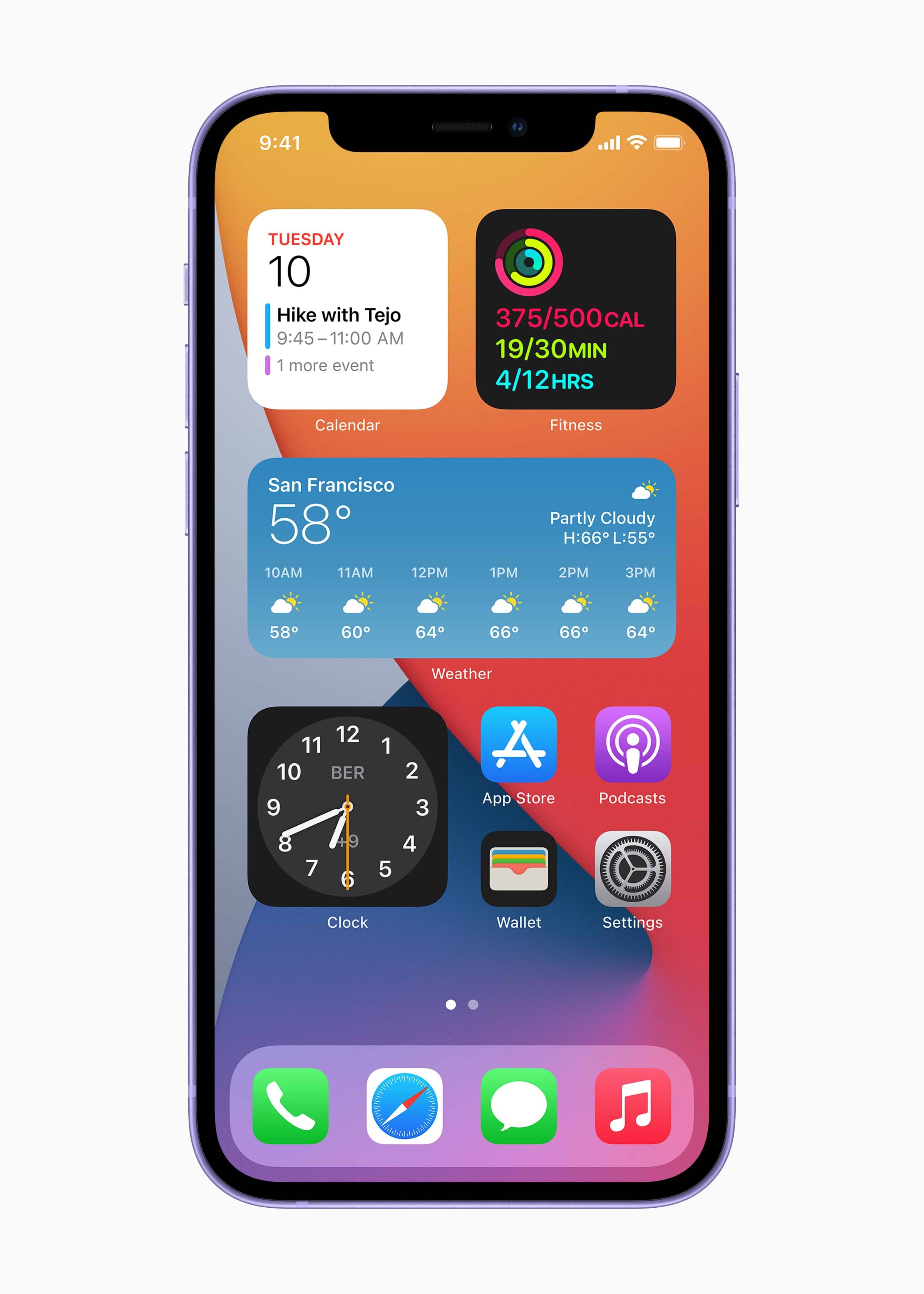 ווידג׳טים באייפון 12 בצבע סגול